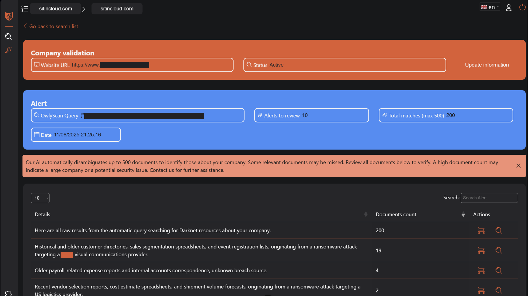 Alert Details Interface